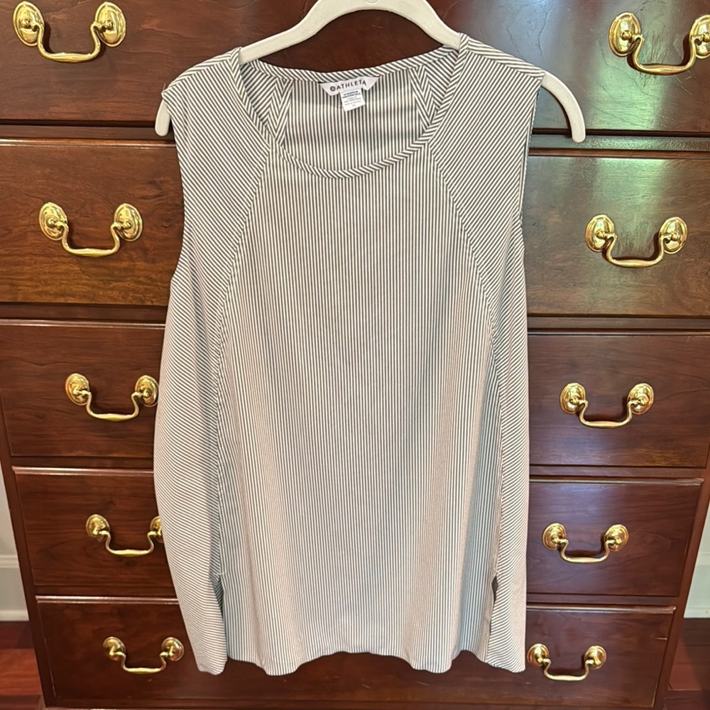 Athleta Black and White Striped Tank Top